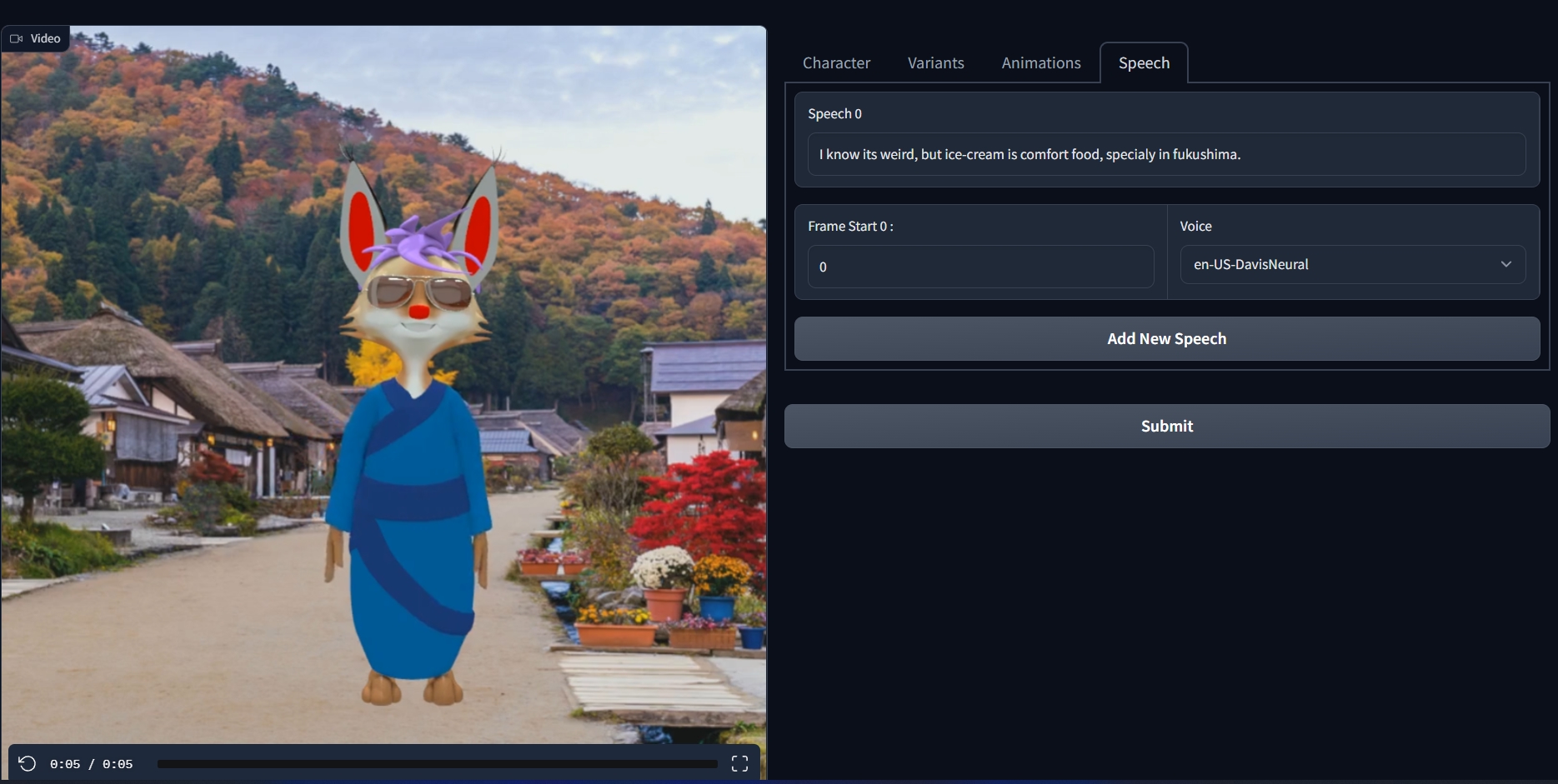 Render as Service Character Animation API